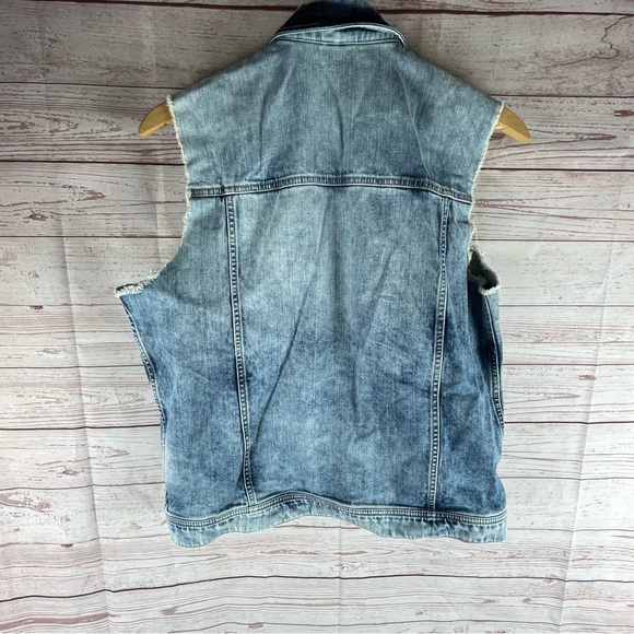 Adidas Neo Denim Vest Jacket Men’s Sz L Trucker Cotton Buttons Pockets - Picture 7 of 8